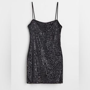 H&M Sequined Strap Sleeve Mini Party Dress